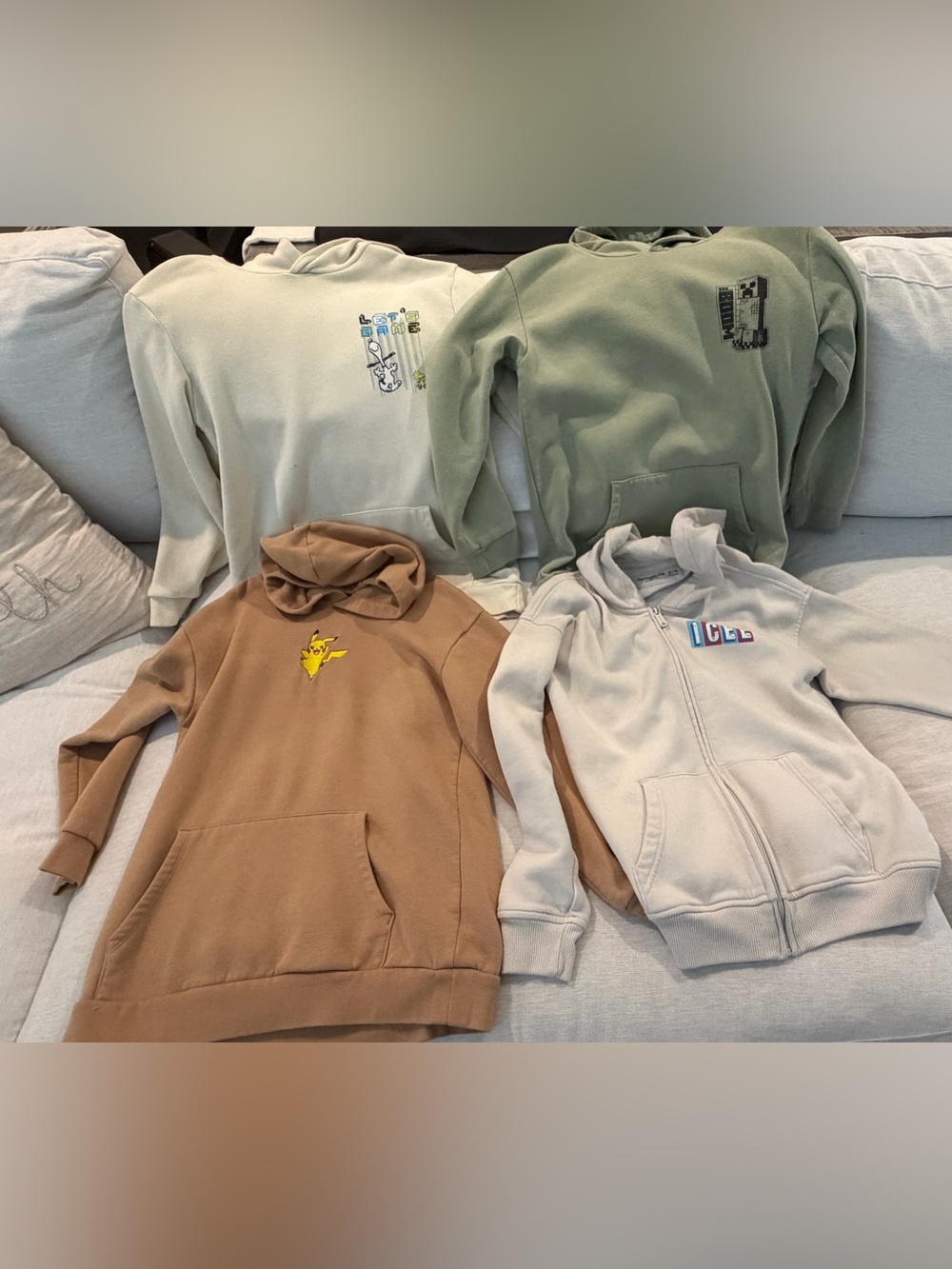 Kids' Neutral & Green Hoodie Pack - Casual Pullover Sweatshirts